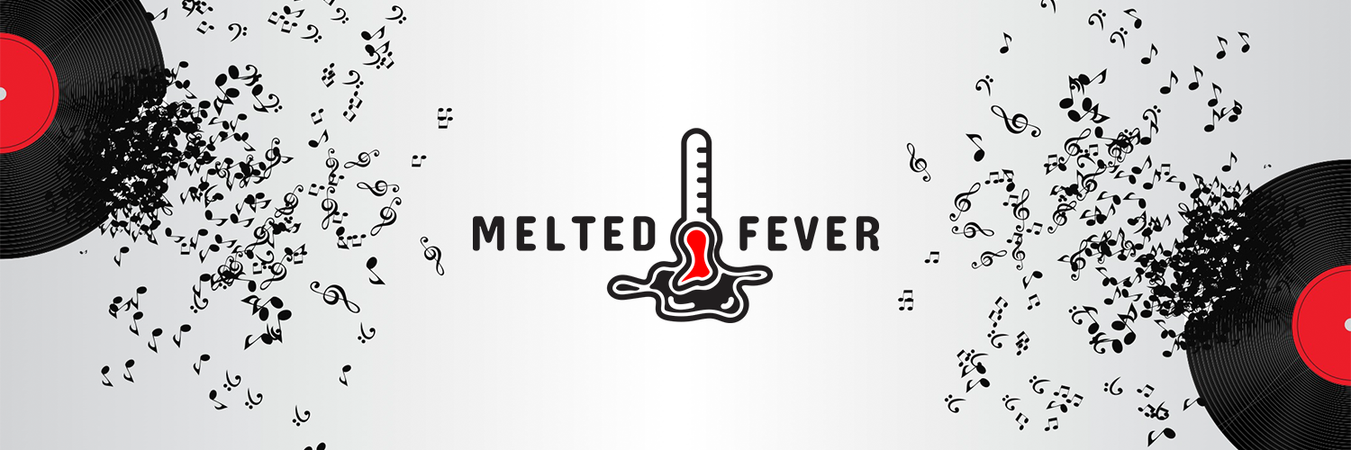 Melted Fever — melting thermometer logo surrounded by vinyl records and music notes